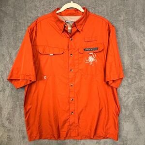 Spiderwire Mens Orange Short Sleeve Vented Fishing Shirt TS1024 Large L